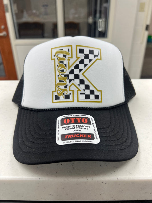 K Lions Checkered Foam Trucker Hat